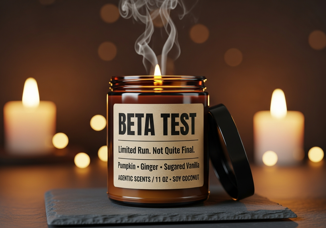 Beta Test - Pre-Release Build Protocol- Spiced Pumpkin Ginger- 9oz Amber Jar Candle | 3"x2" Kraft Label | Black Lid