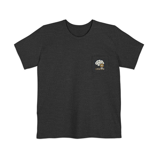 Pocket T‑Shirt — Cute Brain & Coffee Pocket Graphic Tee