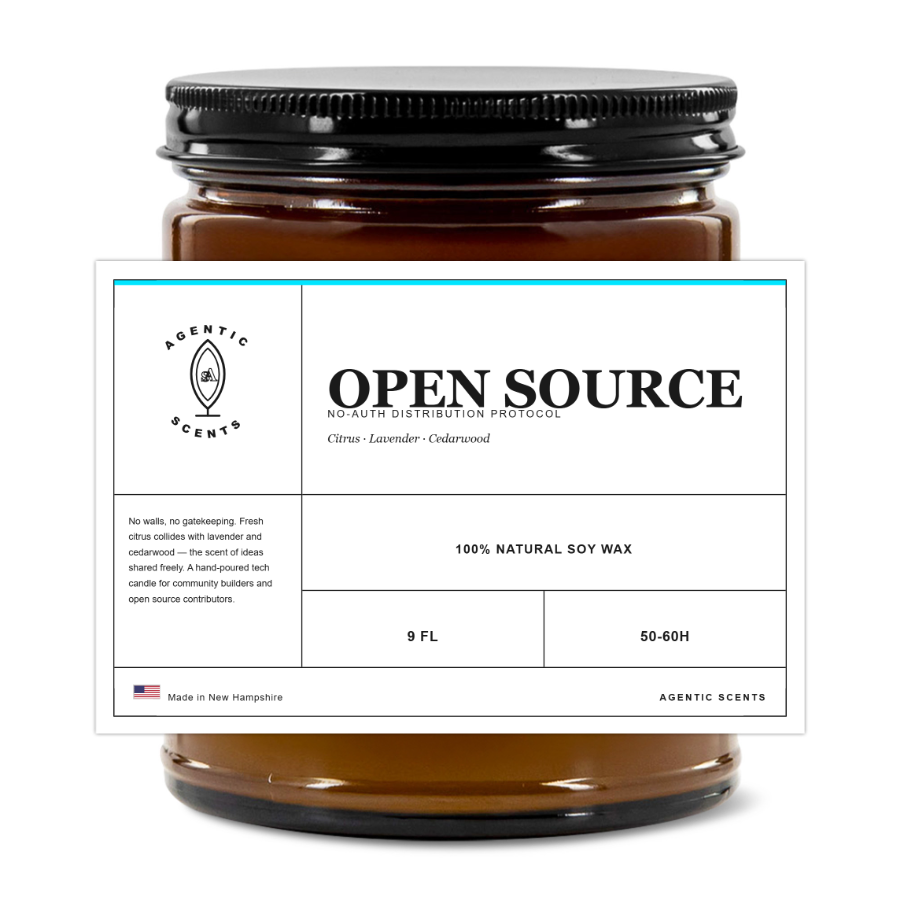 Agentic-Scented Candles | 9 oz | 3"x2" White Label | Black Matte Lid