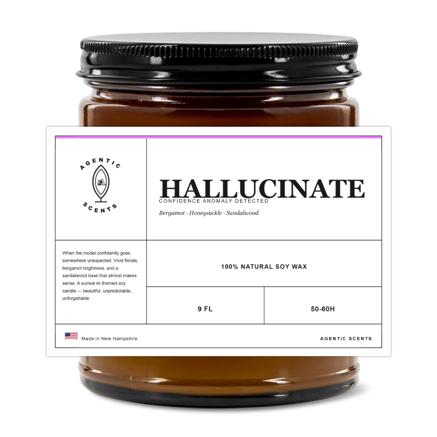 Agentic-Scented Candles | 9 oz | 3"x2" White Label | Black Matte Lid