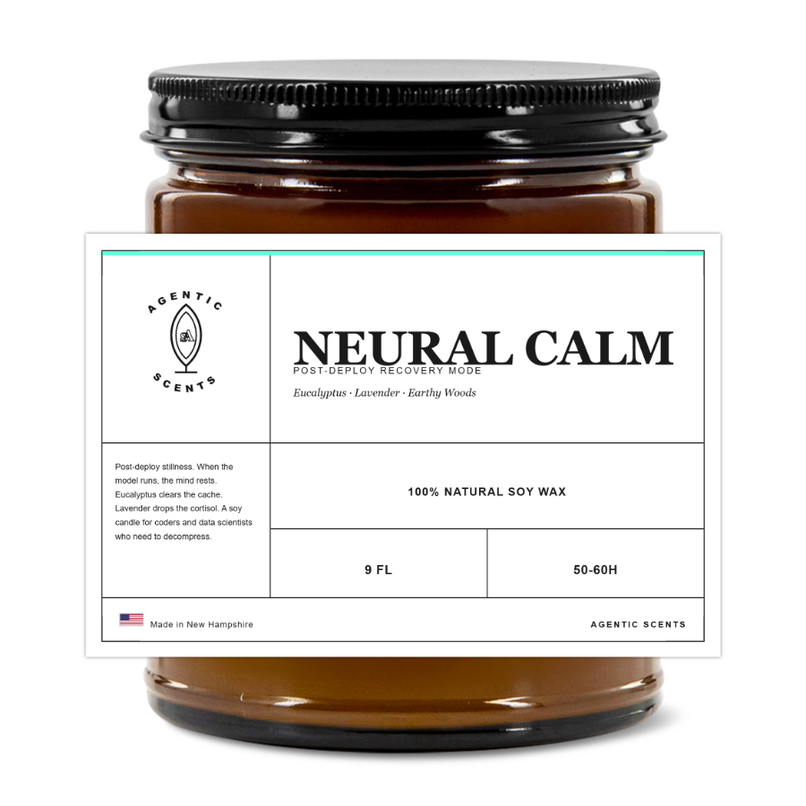 Agentic-Scented Candles | 9 oz | 3"x2" White Label | Black Matte Lid