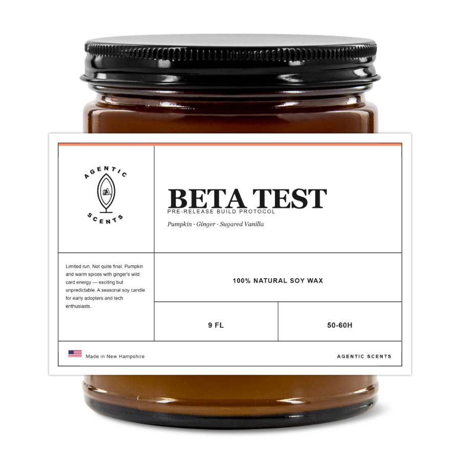 Agentic-Scented Candles | 9 oz | 3"x2" White Label | Black Matte Lid