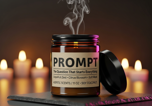Prompt - Input Initialization Sequence - Pink Grapefruit - 9oz Clear Jar Candle | 3"x2" Kraft Label | Gold Lid